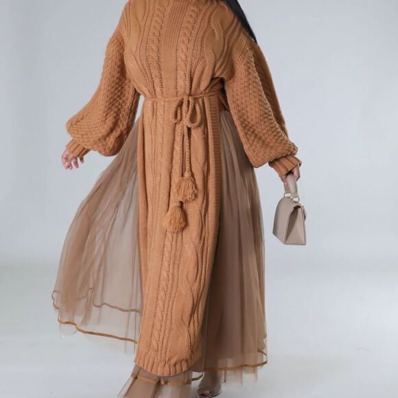 NWT Tulle Me A Secret Sweater 2PC Skirt Set - Tan - Picture 4 of 14